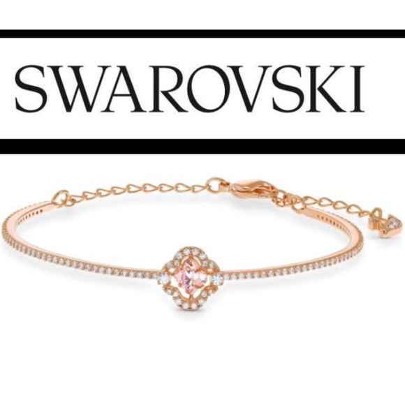 NWT Swarovski Sparkling Dance Bangle, Pink, Rose-gold tone plated
